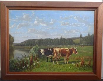 Les vaches dans la prairie by 
																	Alfred Eugene Capelle
