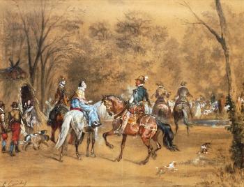 La chasse à courre by 
																	Othon Quinchey
