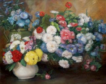 Les trois vases de fleurs by 
																	Albert Dubois-Pillet