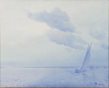 Sailboat in blue by 
																			Leon Dabo