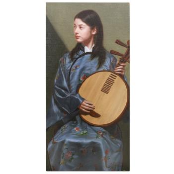 A girl playing moon guitar by 
																	Hiroshi Furuyoshi
