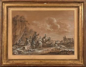 Haltes de soldats dans des paysages by 
																			Jean Baptiste le Paon