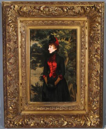 Portrait of a Finely Dressed Woman with Velvet Vest and Fur Muff by 
																			Herman Fenner-Behmer