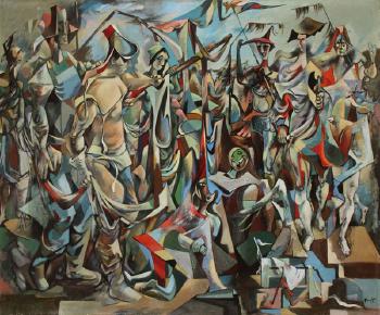 A surrealistic assemblage of figures by 
																			Walter Quirt