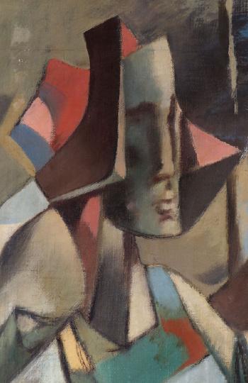A surrealistic assemblage of figures by 
																			Walter Quirt