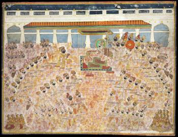 Maharaja Man Singh (reg. 1803-43) celebrating the festival of Holi by 
																	 Jodhpur School
