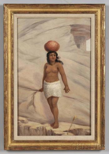 Original Oil Sketch for the Cliff Dweller's Daughter by 
																	George Martin Ottinger