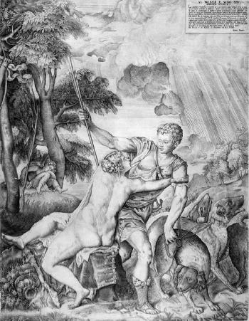 Venus und Adonis by 
																	Giulio Sanuto