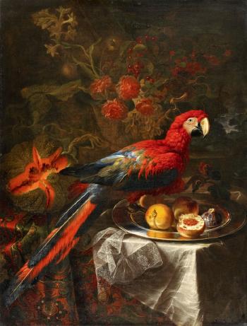 Fruit Still Life with a Parrot by 
																	Gabriele Salci