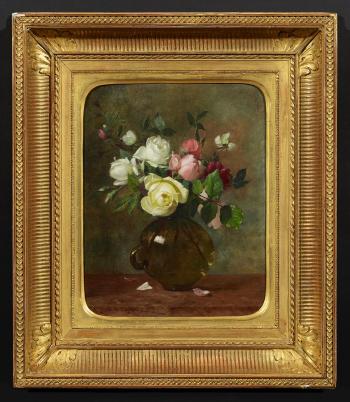 Stillleben mit Rosen in einer Glasvase by 
																			Jules Alexandre Gamba de Preydour