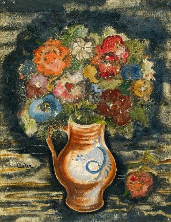 Blumenstrauß in einem irdenen Krug (Bouquet of flowers in an earthen jug) by 
																	Jankel Adler