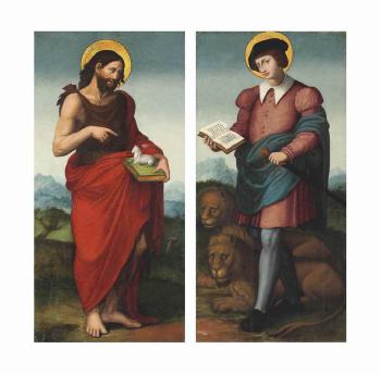 Saint John the Baptist; and Saint Mammas of Caesarea by 
																	Joan Macip