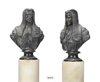 Two Busts of Judges by 
																	Alfred Guillaume Gabriel d'Orsay