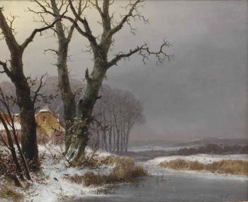 A serene winter landscape by 
																	Josefus Gerardus Hans
