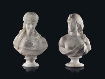 Two Busts of 'Cleopatre' and 'Fille De Caire' by 
																	Egisto da Panta