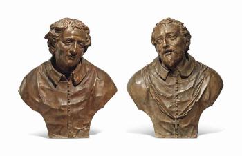 A Pair of Busts of Clerics by 
																	Giovanni Battista Barberini