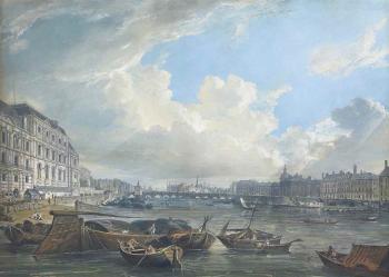 The Seine, looking towards the Île de la Cité, Paris by 
																	William Turner de Londe