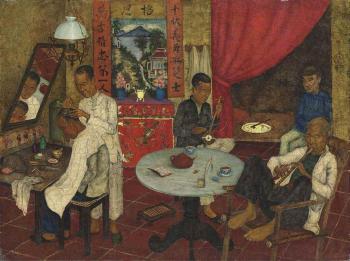 A Chinese barber's shop by 
																	Ernst C L Agerbeek