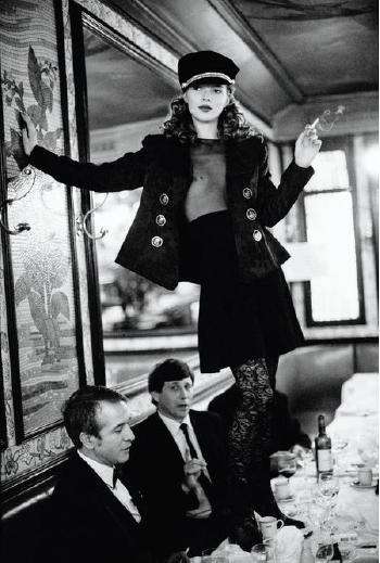 Kate Moss at Café Lipp (Pour Vogue Italie) by 
																	Arthur Elgort