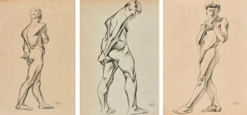 Three Studies of Male Figures by 
																	Ignati Ignatievich Nivinski