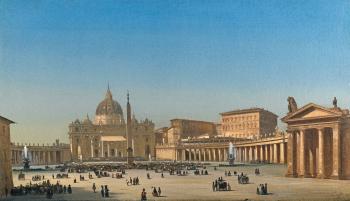 The Benediction of Pius IX In St Peter's Square, Rome by 
																	Ipolito Caffi