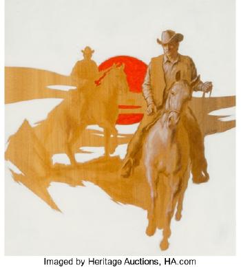 Cowboys in the Setting Sun by 
																			C K Fray
