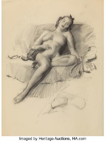 Reclining Nude by 
																			Gil Elvgren