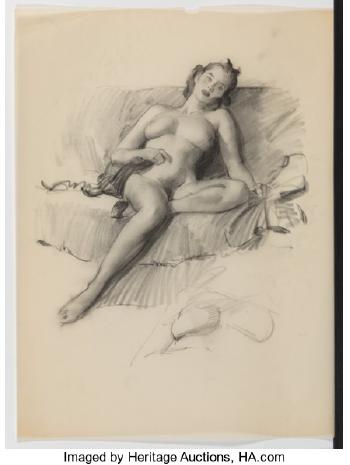 Reclining Nude by 
																			Gil Elvgren