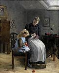 Mor och dotter stoppar strumpor by 
																			Edith Oldenburg von Sydow
