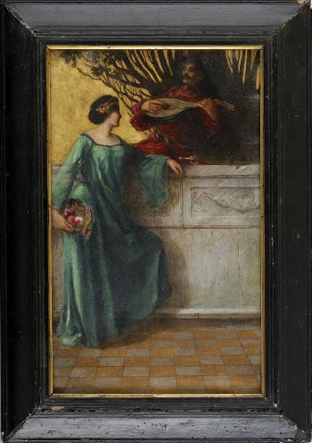 Woman courted by a man playing the lute by 
																			Voytech Hynais