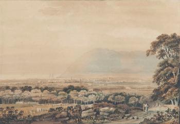 Landscape looking towards Bray, with figures by 
																			John Henry Campbell