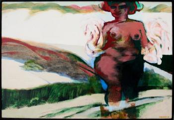 Maiden strolling through landscape by 
																			Jan Neethling