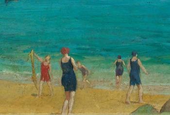 On the beach at Trboul, Brittany by 
																			Adolphe Faugeron