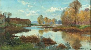 The Seine, near Giverney by 
																			Adolphe Faugeron