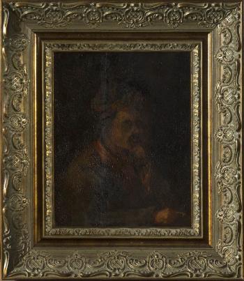 Portrait of a pensive man by 
																			Frederick Timpson l'Ons