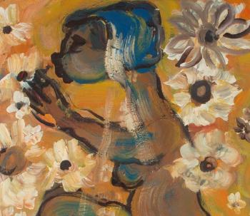 Nude with Sunflowers by 
																			Frans Claerhout