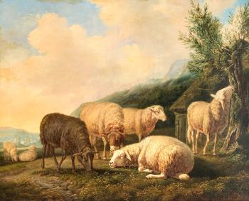 Schafherde in einer Gebirgslandschaft by 
																	Martinus Antonius Kuytenbrouwer