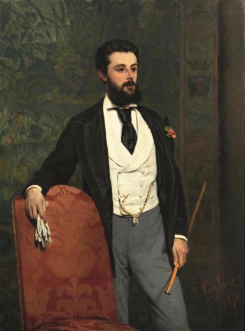 Ritratto di gentiluomo con guanti bianchi by 
																			Eleuterio Pagliano