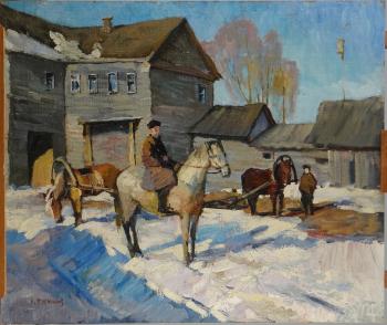 A cheval au village by 
																			Nikolai Alexeevich Furmankov