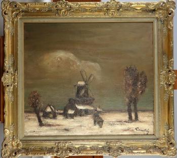 Le moulin dans les champs sous la neige animé by 
																			Sylvain Lambre