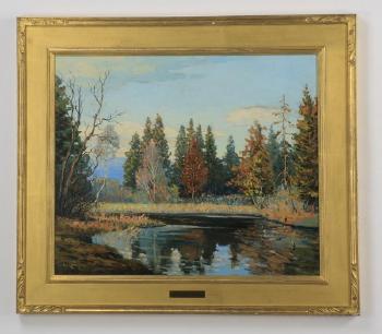 Lake view in autumn, possibly in the Catskills by 
																			Walter Koeniger