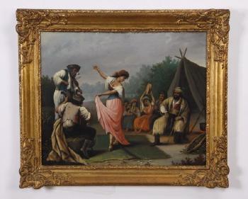 Gypsy camp with dancing maiden by 
																			Richard Lipps