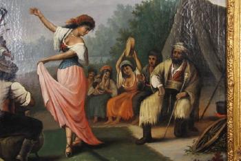 Gypsy camp with dancing maiden by 
																			Richard Lipps