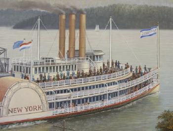 The New York Day Line steamer plying the Hudson River by 
																			Albert Nemethy