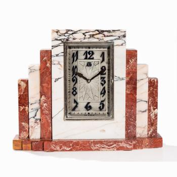 Electric Ato Mantel Clock with Marble Case by 
																			Leon Hatot