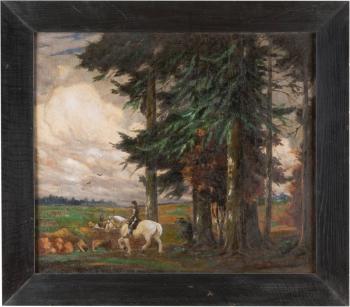 Stürmische Landschaft mit einem Schimmelreiter by 
																			Karl Johann Nikolaus Piepho