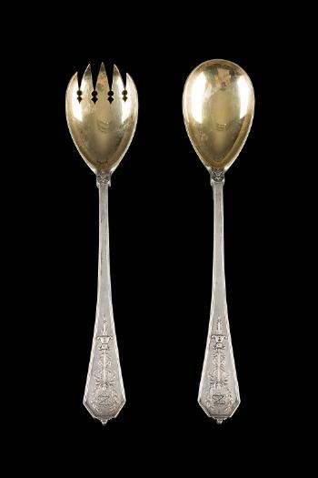 A Pair of Salad Servers by 
																	Carl Faberge