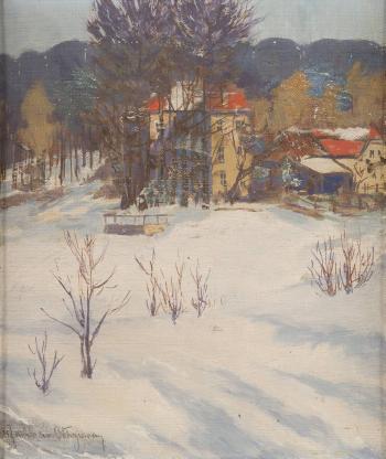 Winterlandschaft mit Landhaus by 
																			Reinhard Pfaehler von Othegraven