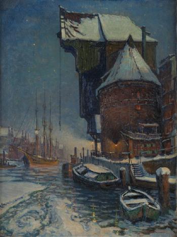 Ansicht des Kranentors im Danziger Hafen by 
																			Theodor Urtnowski