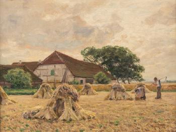 Bauern bei der Getreideernte by 
																			Wilhelm Fritzel